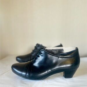 NEW Josef Seibel ‘Tina’ Lace Up Cap Toe Oxford Heel Black Leather US 6.5-7/EU 37